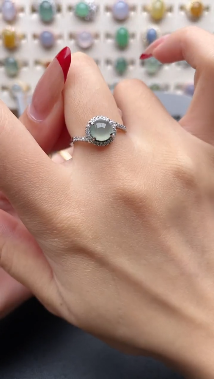 【闪购商品】翡翠戒指银S925镶嵌一物一证一礼盒