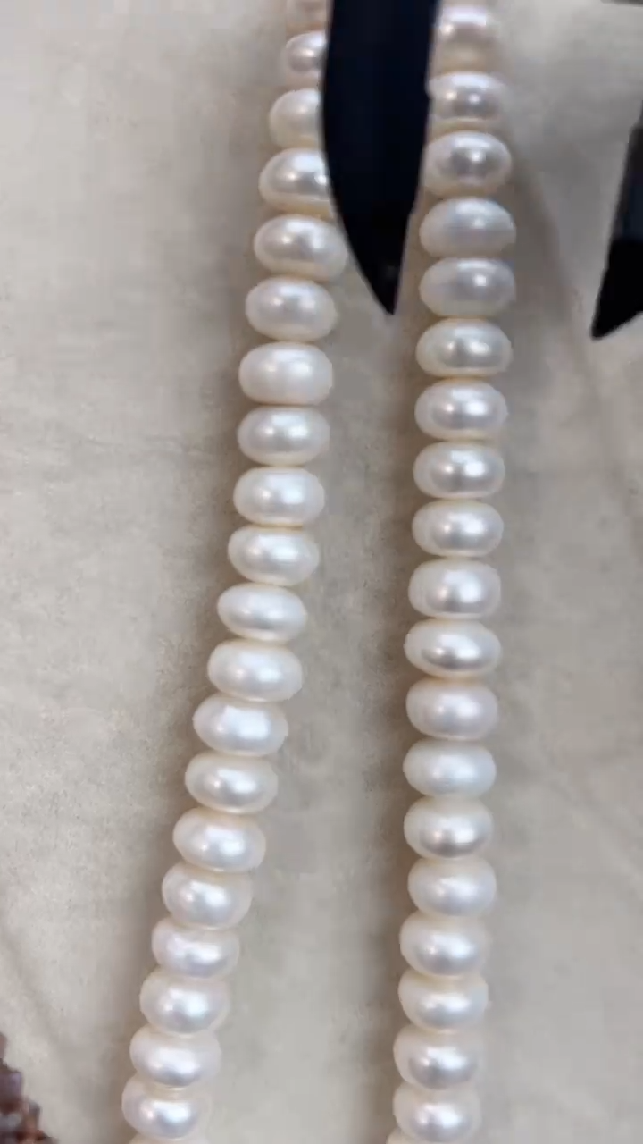 未镶嵌32淡水珍珠算盘珠*强光珍珠项链无核10mm+