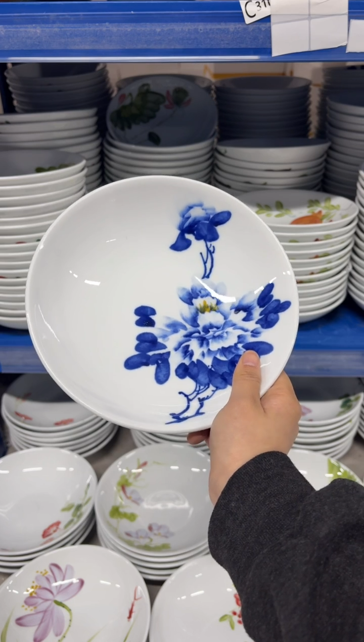 景德镇高温陶瓷食品级手绘釉中彩-圆深盘