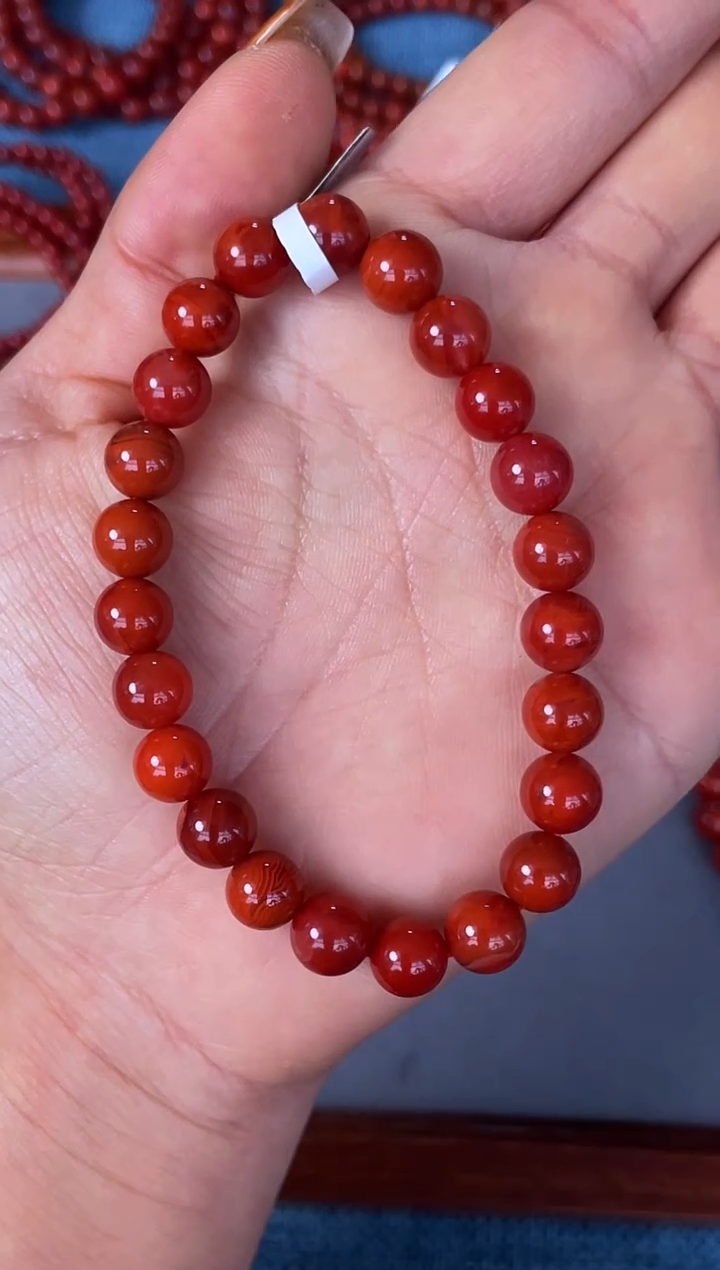 未镶嵌手串南红玛瑙N10凉山瓦西料双锦单圈多样性发其一