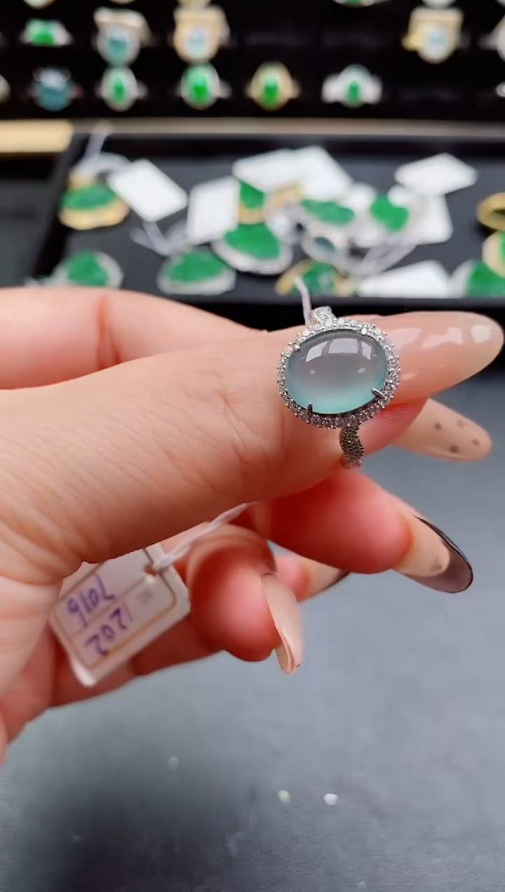银S925镶嵌戒指翡翠1