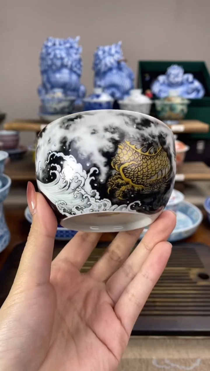 【闪购商品】金龙卧足杯 陶瓷杯