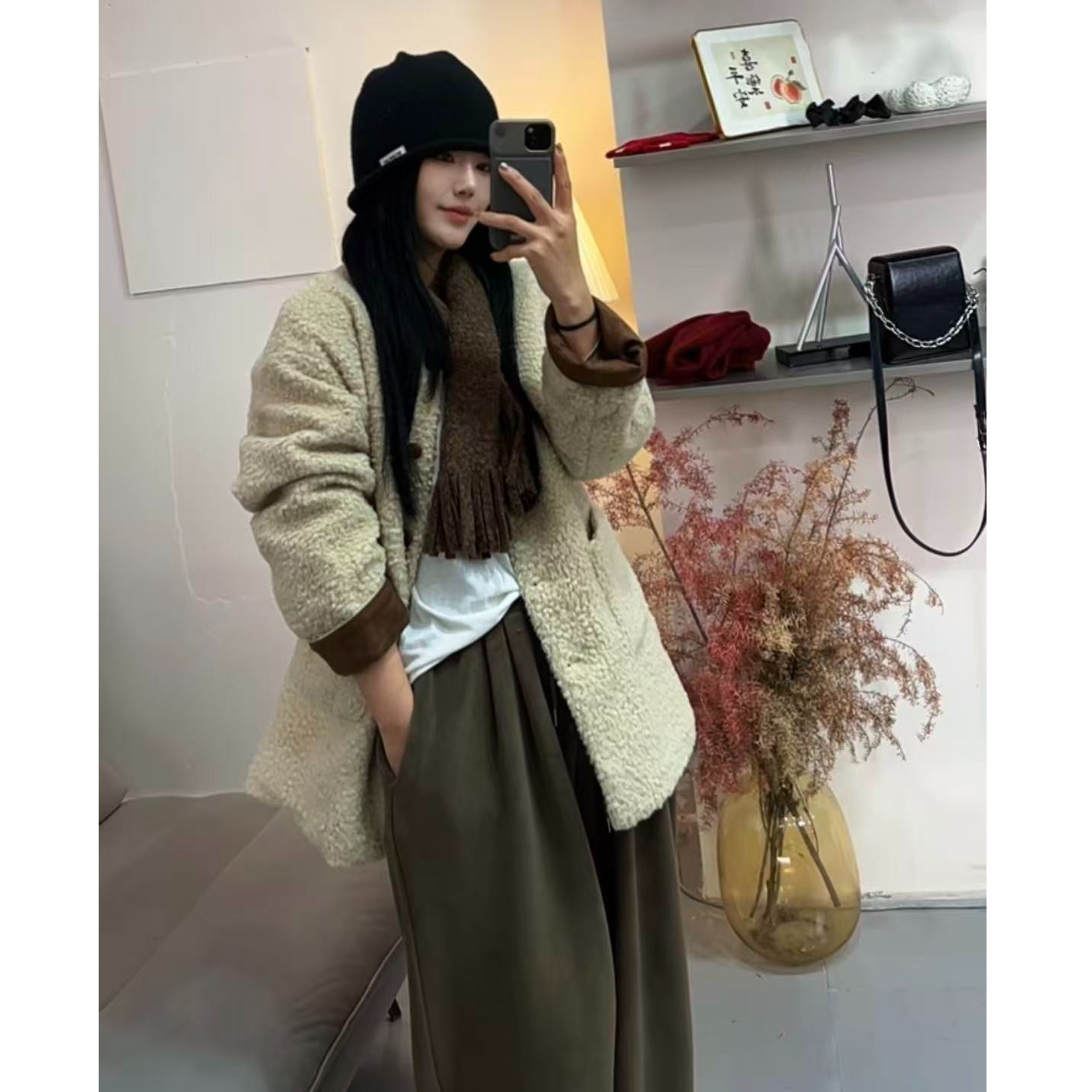 外套冬季毛绒外套上衣休闲风女秋冬加绒加厚冬季时尚百搭宽松韩版
