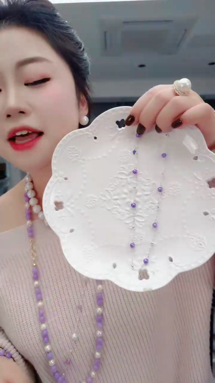 颈饰未镶嵌淡水珍珠3001紫色满天星2个