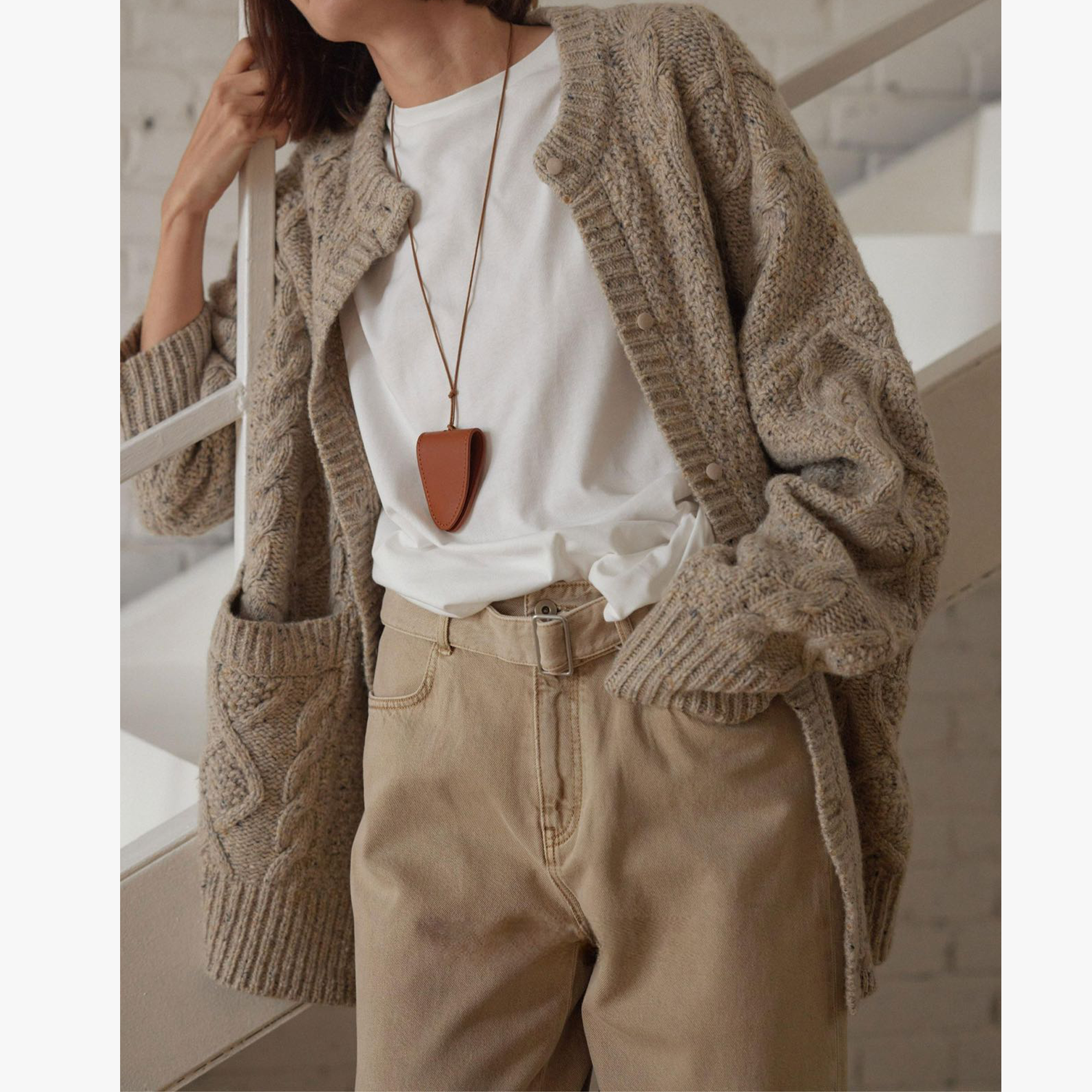 PA STYPE羊驼复古绞花大毛衣开衫W-SS-26711