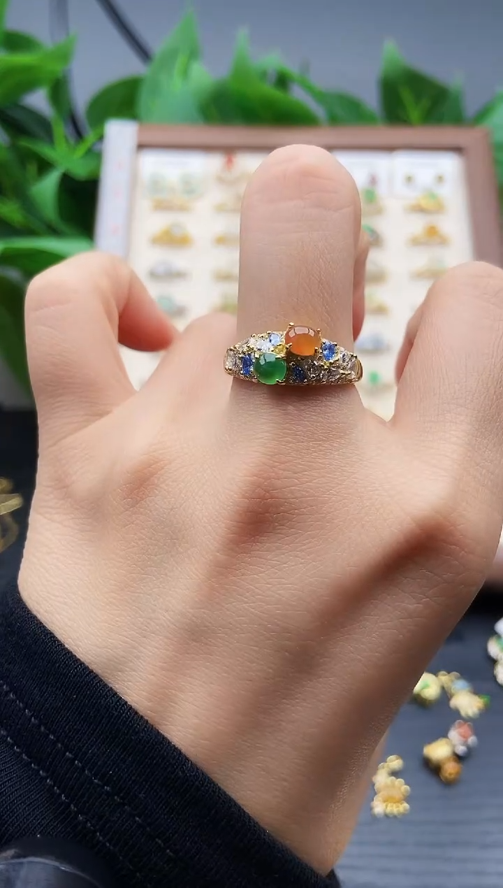 银S925镶嵌戒指翡翠12