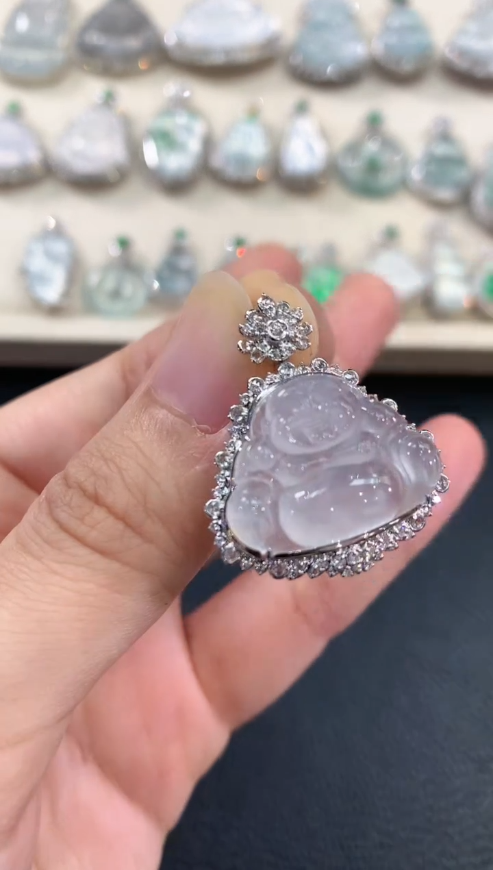 【闪购商品】翡翠吊坠(不含链)18K金镶嵌B97     