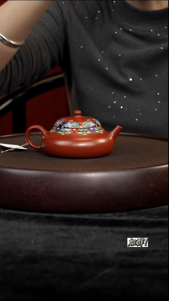 茶壶紫砂ZI800149朱泥珐琅静乐120c