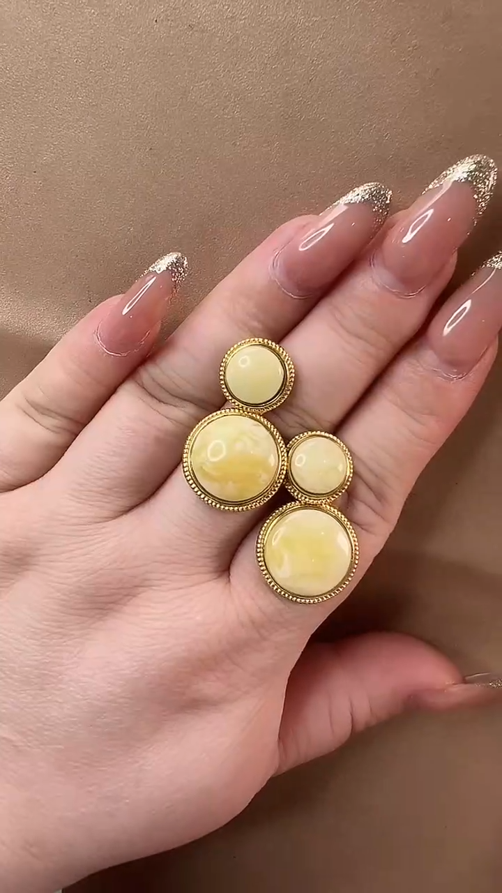 琥珀未镶嵌耳饰耳环