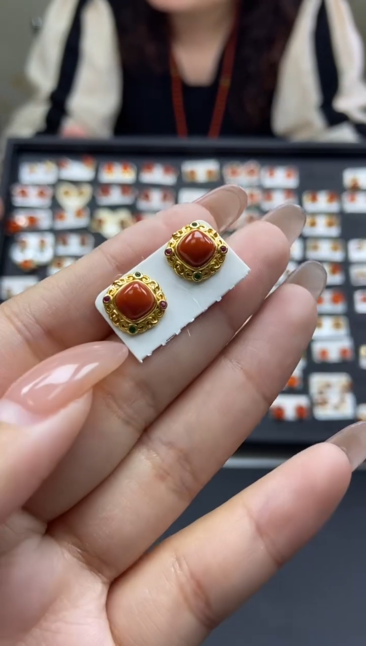 【闪购商品】南红玛瑙耳饰未镶嵌天然南红21多样性发一