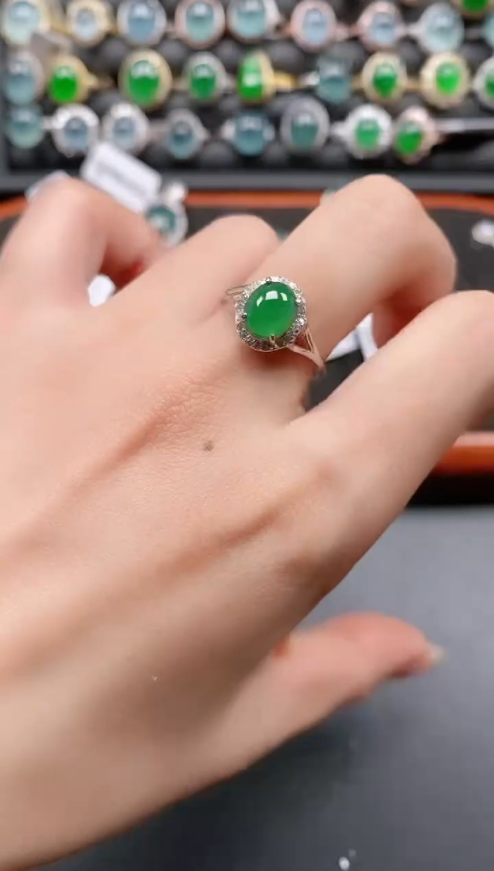 银S925镶嵌戒指翡翠111