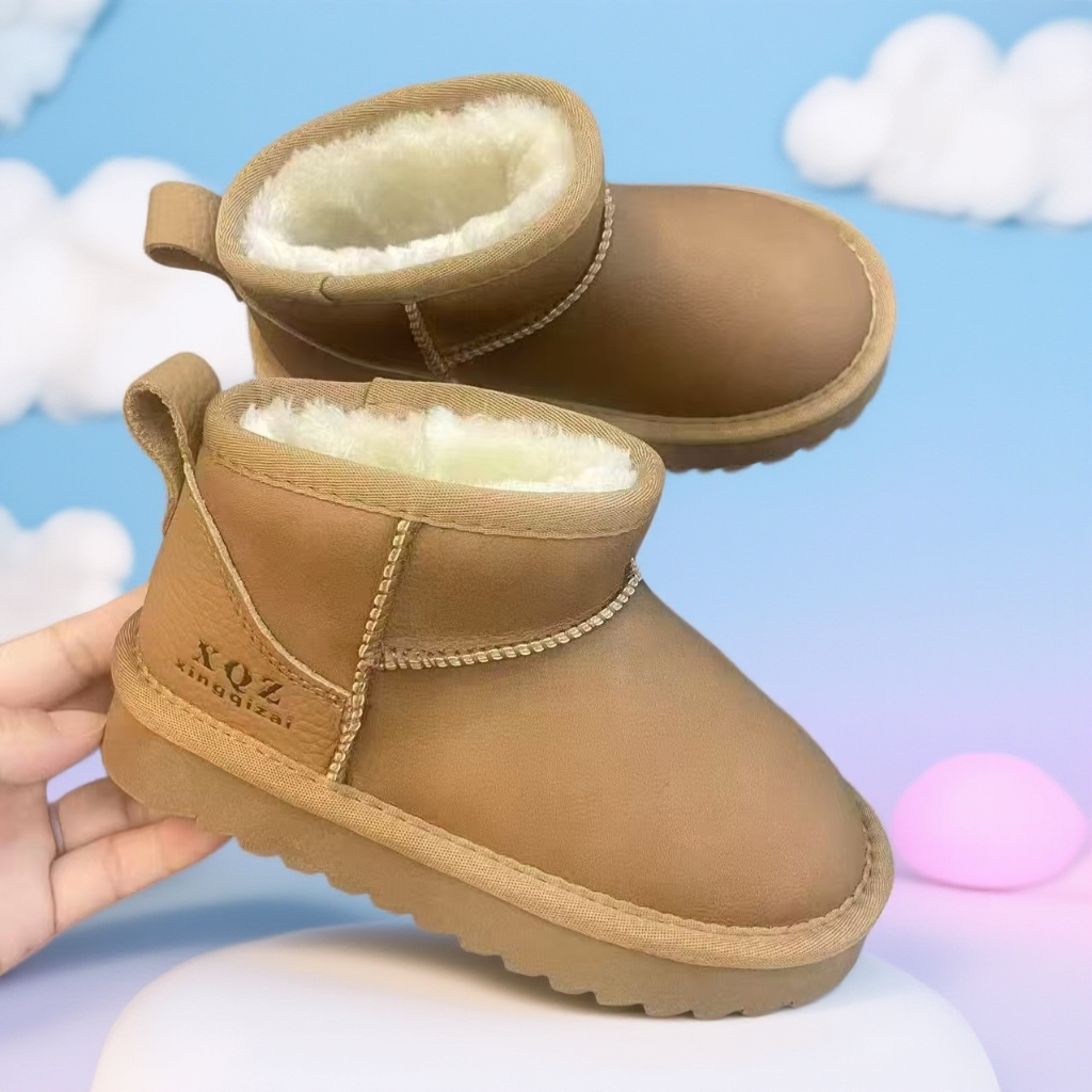 雪地靴加绒加厚冬季女童男童防水防滑保暖棉靴宝宝短靴大棉鞋