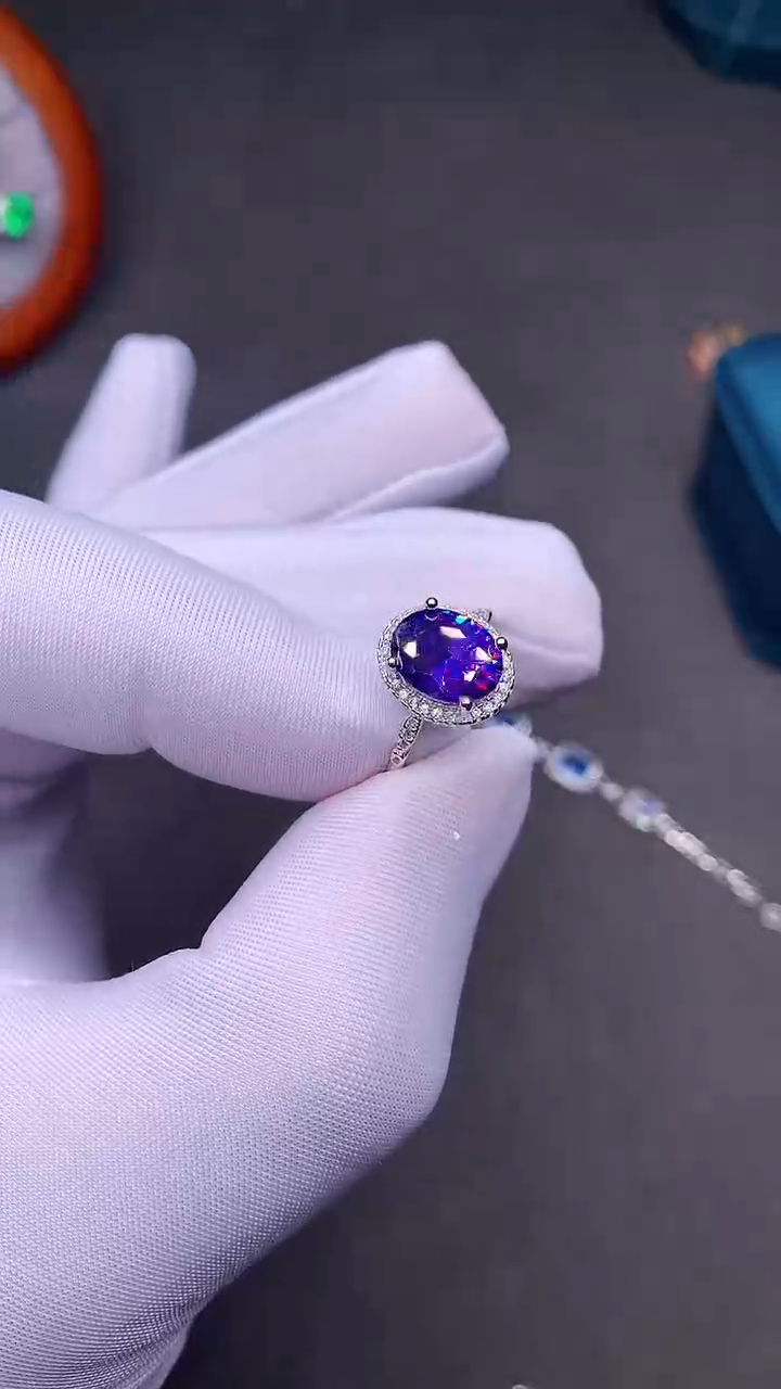 【闪购商品】彩色蓝宝石戒指银S925镶嵌·······