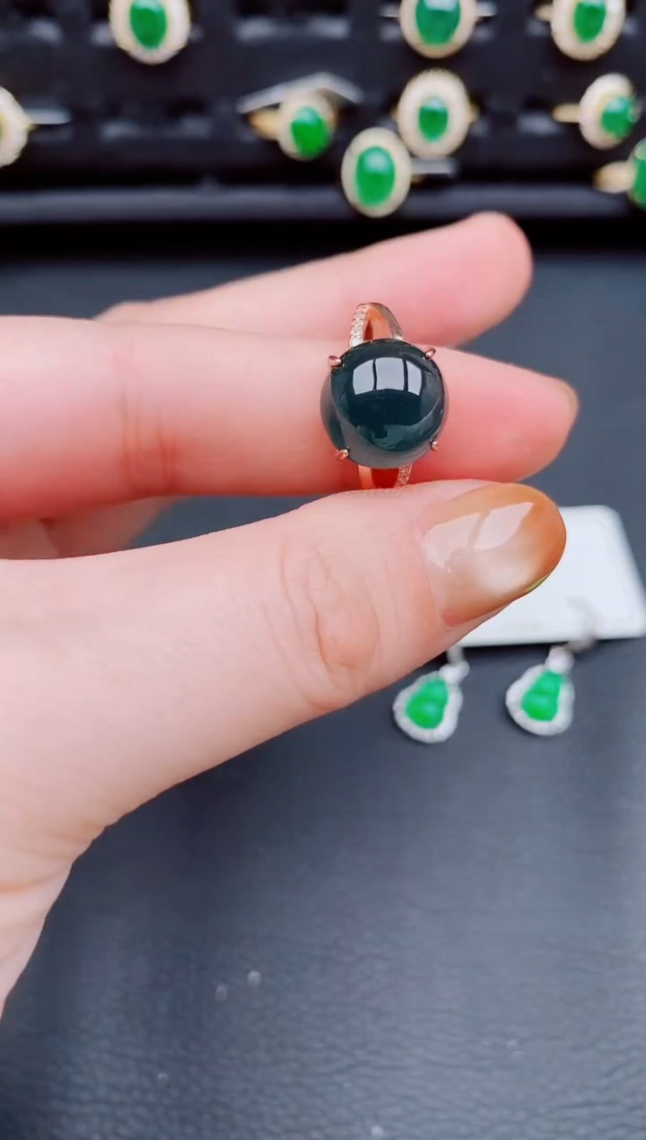 【闪购商品】翡翠戒指银S925镶嵌天然a货翡翠280