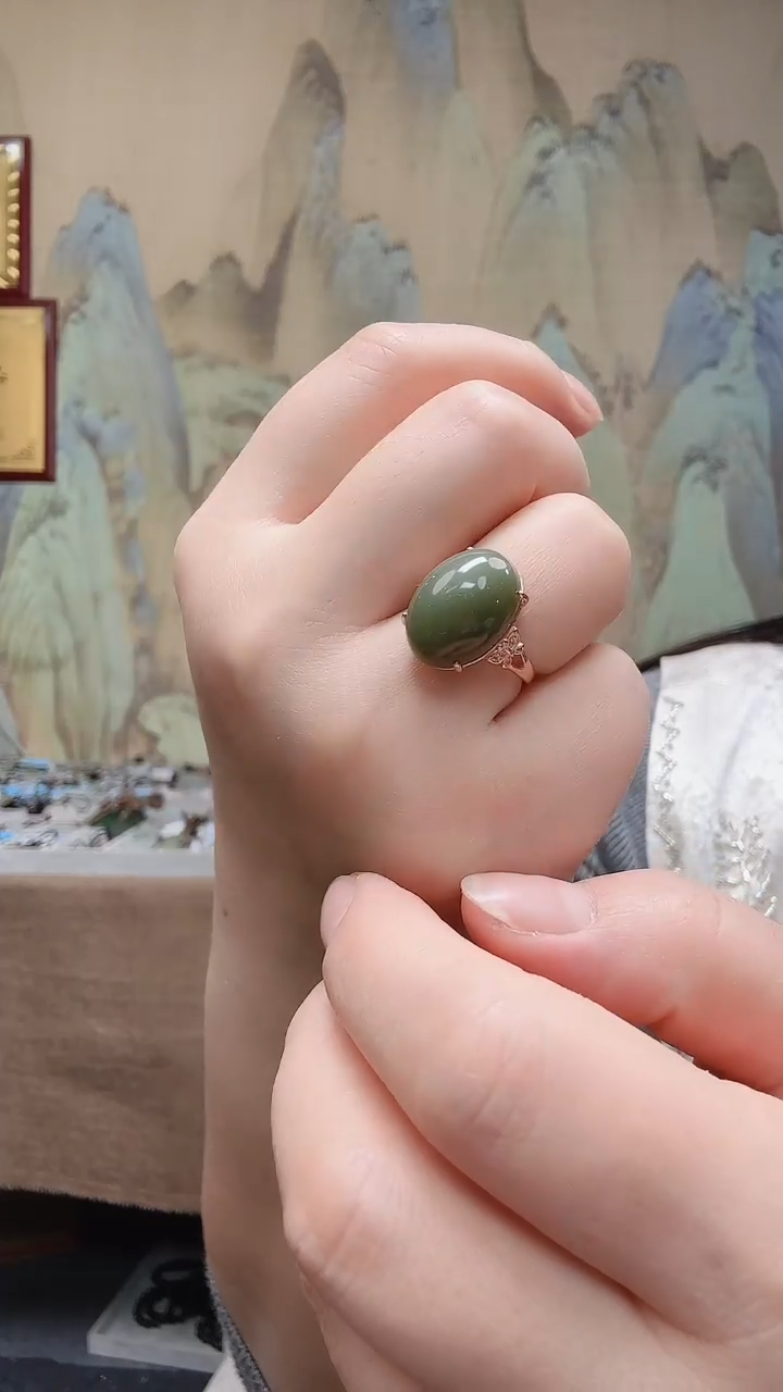 【闪购商品】和田玉戒指银S925镶嵌.