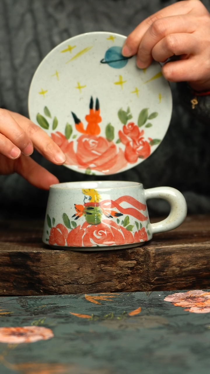 【闪购商品】杯釉下彩手工手绘同款陶器