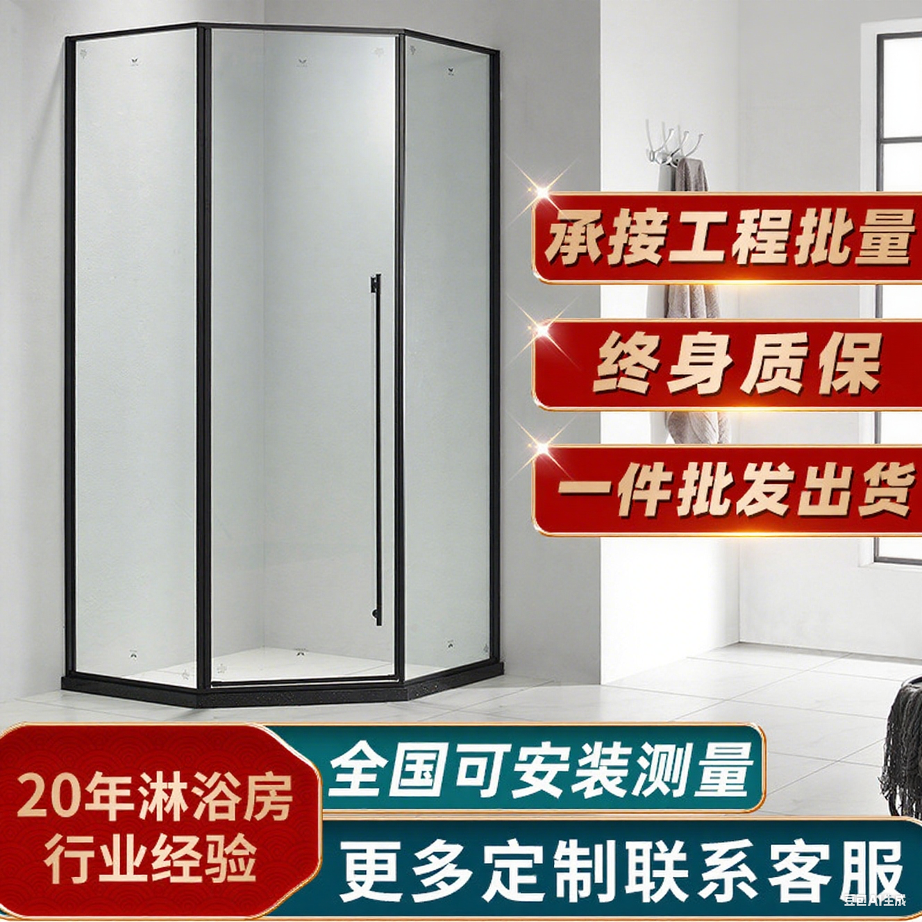 [直播专属抵扣199]淋浴房门包安装包设计享实发料头色板意向金