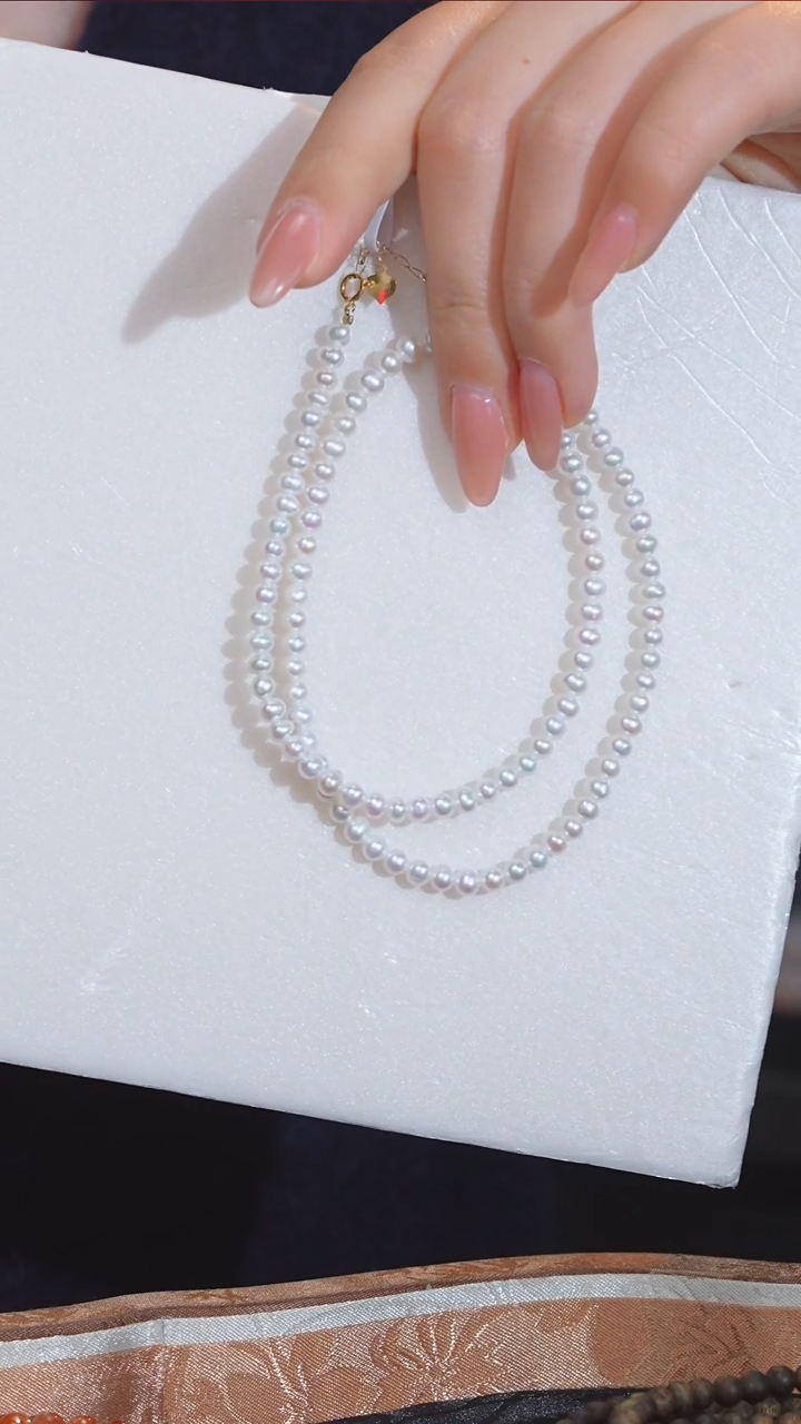 【闪购商品】淡水珍珠项链18K金镶嵌多样性发 卡3-4@@E2517