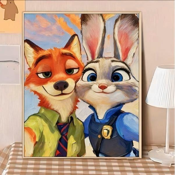 疯狂动物城DIY 数字油画卡通手绘画填色丙烯儿童填充装饰画