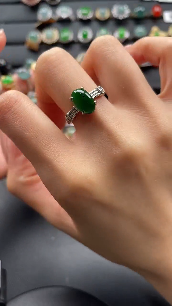 【闪购商品】翡翠戒指银S925镶嵌47546