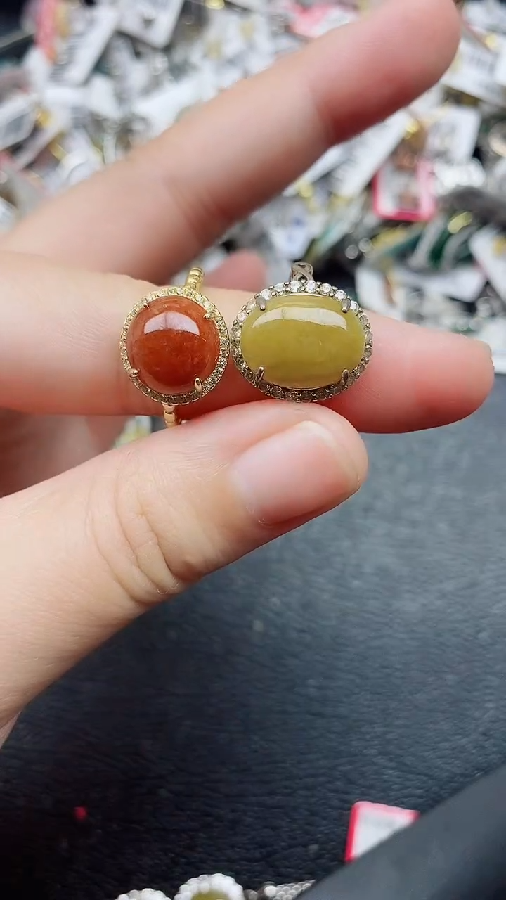 银S925镶嵌戒指翡翠1