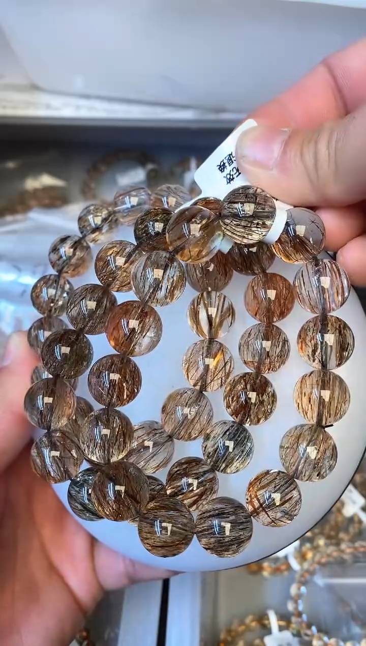 【闪购商品】水晶手链未镶嵌62 黑金超七14mm 多样性发其一