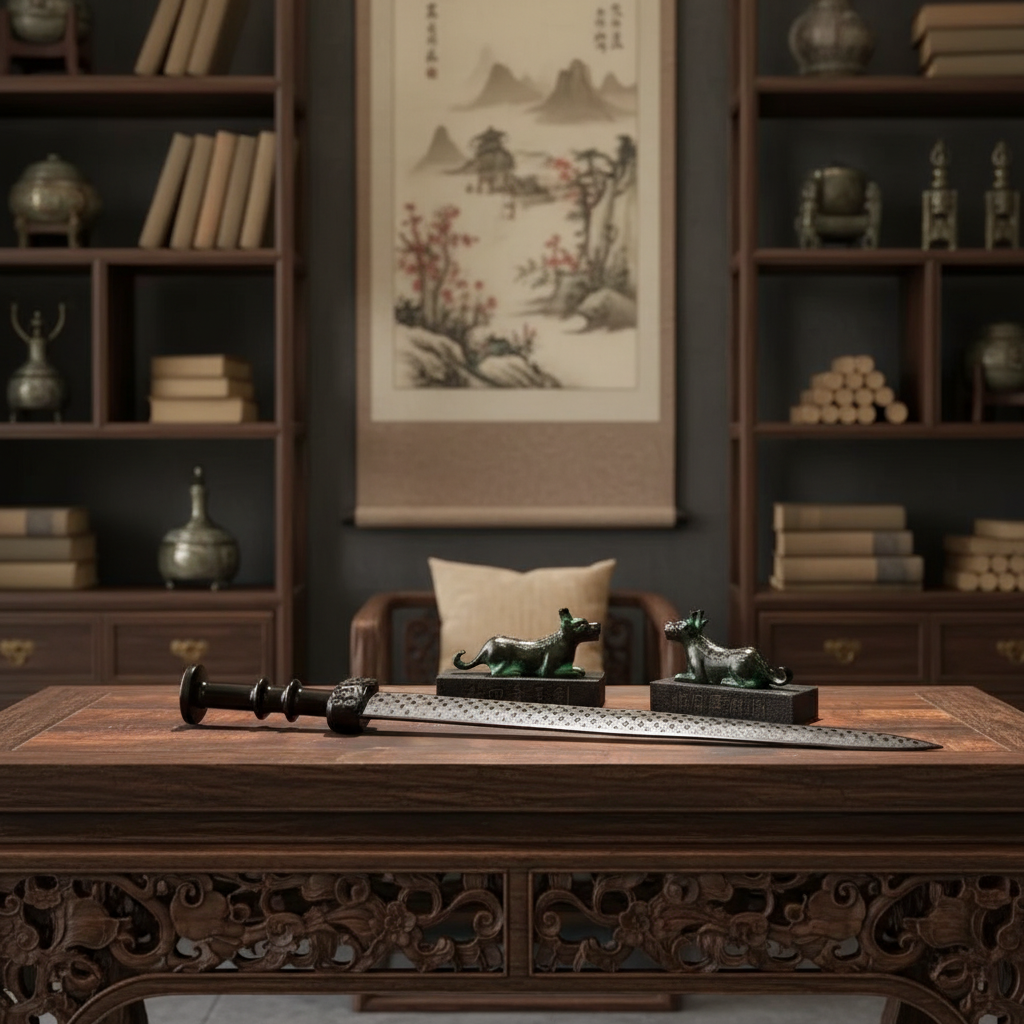 《大福甄选》高端正品和田玉越王勾践剑摆件