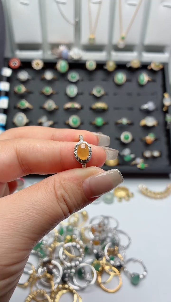 银S925镶嵌戒指翡翠.