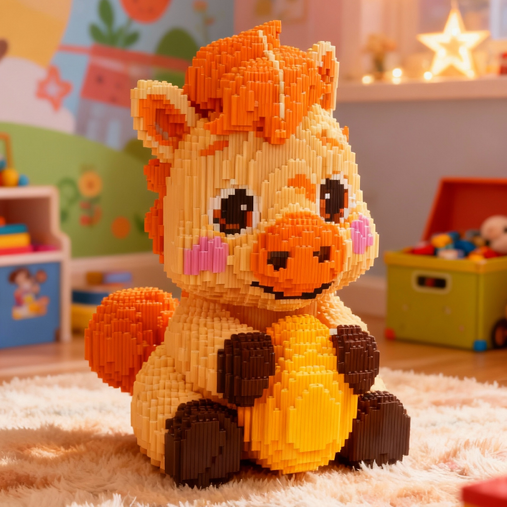49.5CM超大马宝宝积木串联大颗粒立体拼搭摆件男女孩解压玩具礼物