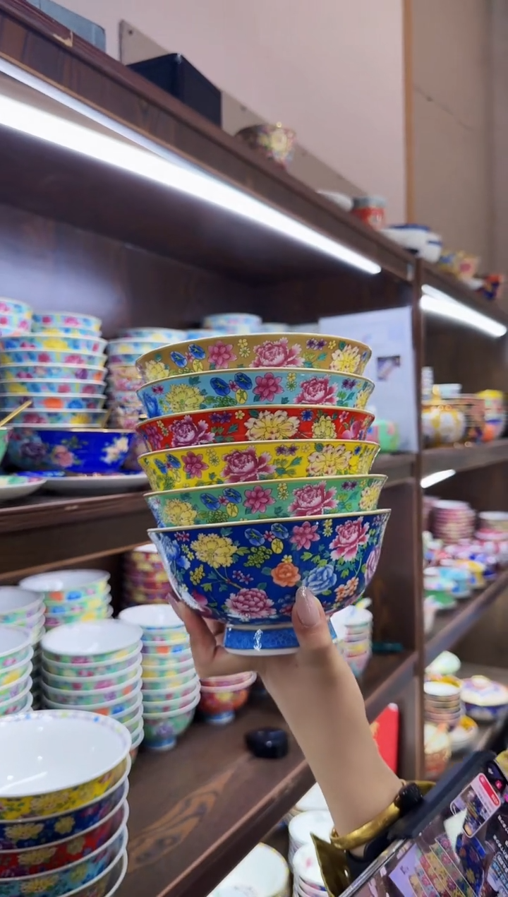 珐琅6英寸面碗10个景德镇陶瓷