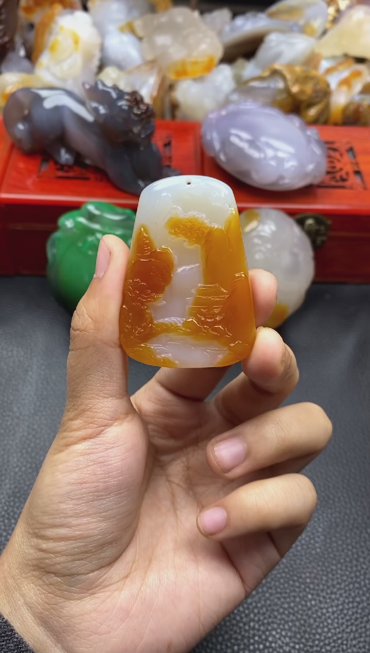 未镶嵌手把玛瑙/玉髓平**福00