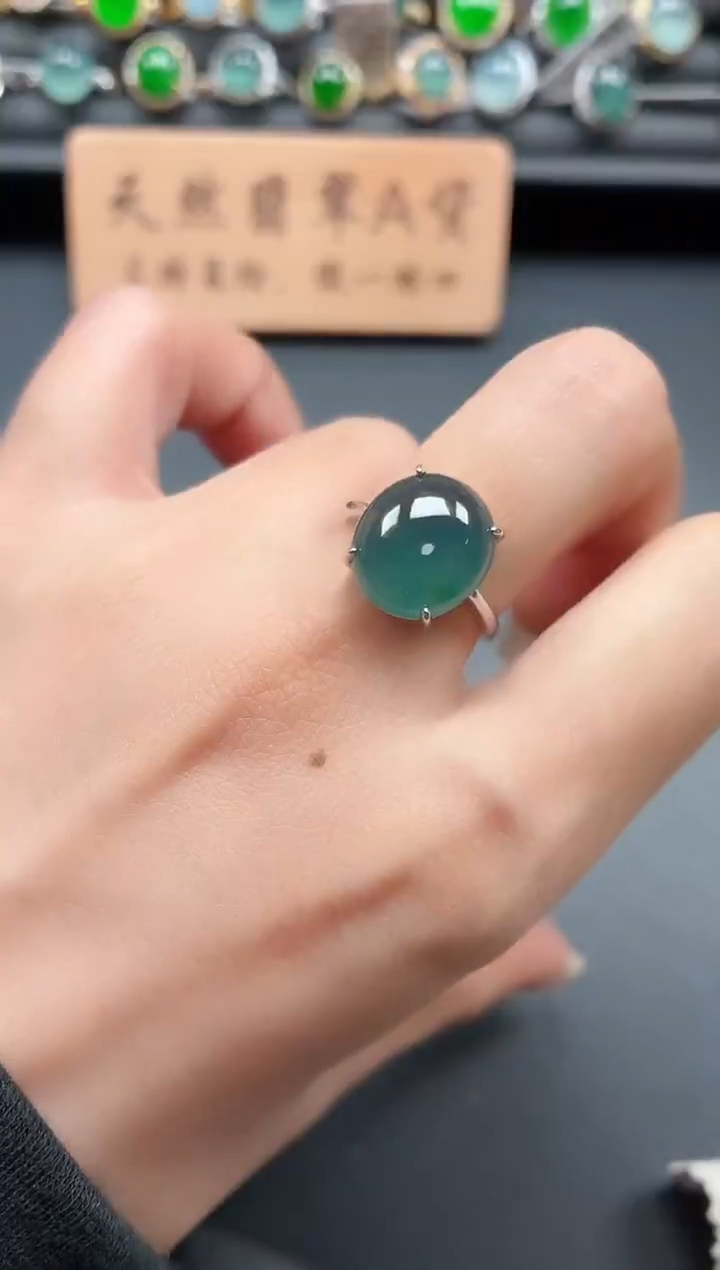 银S925镶嵌戒指翡翠111