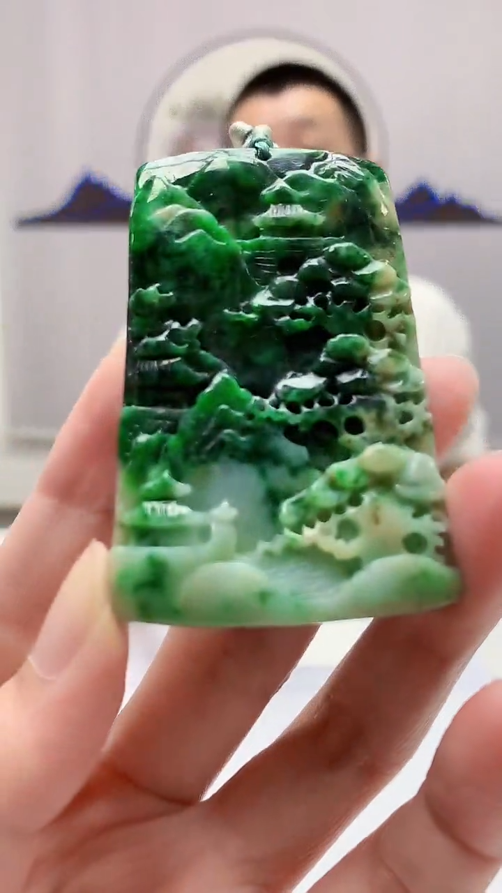 【闪购商品】定制翡翠未镶嵌4812zm-毛货挂件35山水