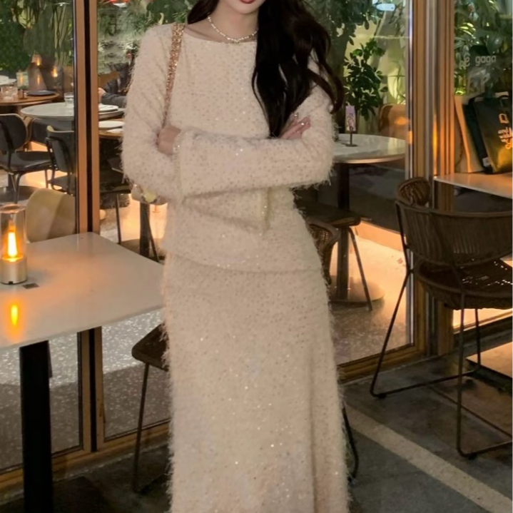 【星屑流光】刺绣毛绒感细闪流光粉色套装