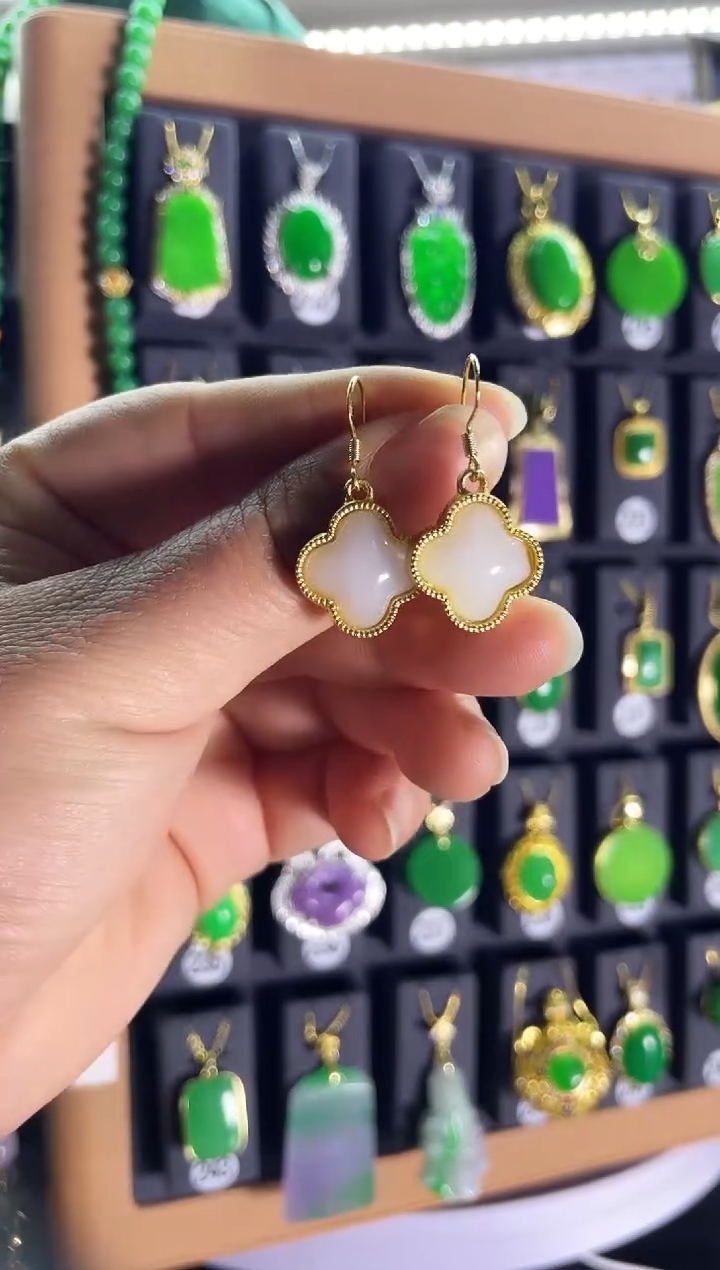 【闪购商品】和田玉耳饰银S925镶嵌03