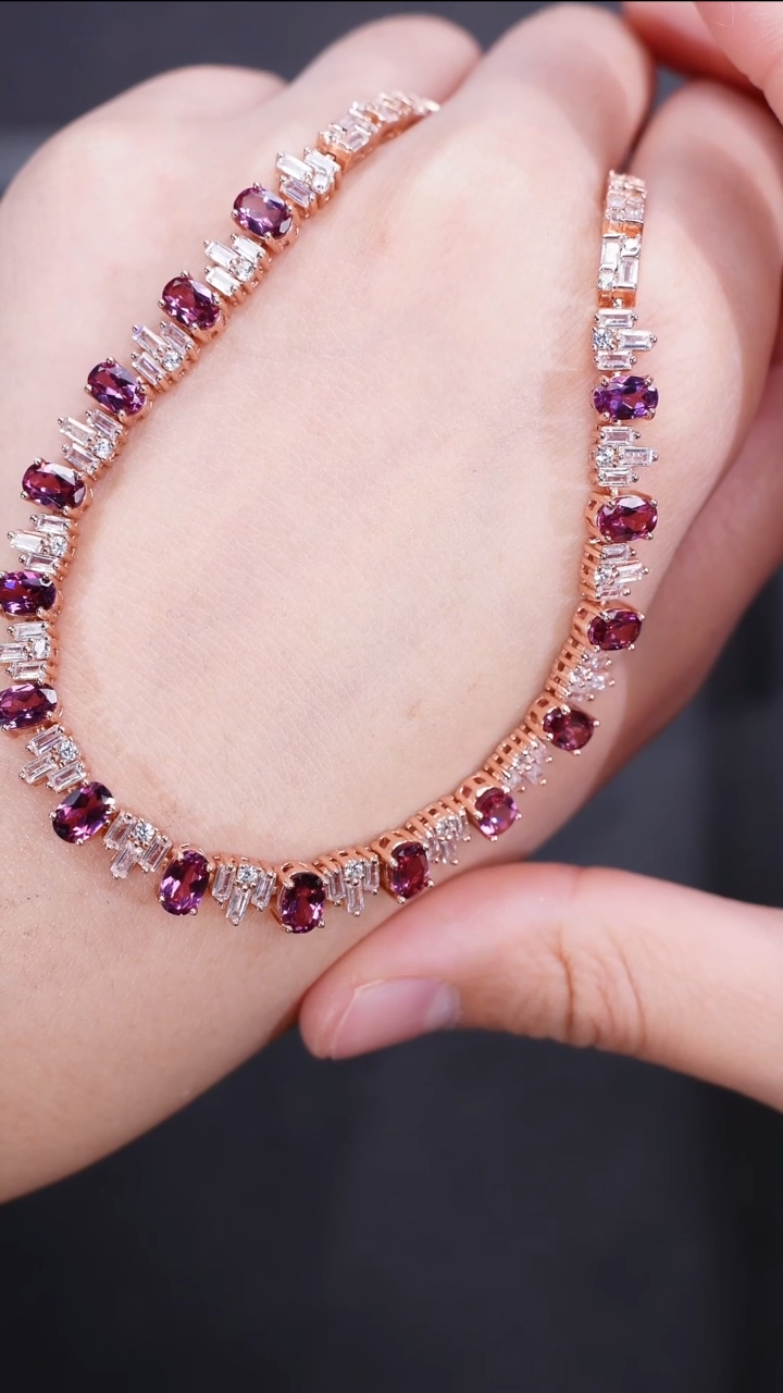 石榴石颈饰银S925镶嵌颈饰