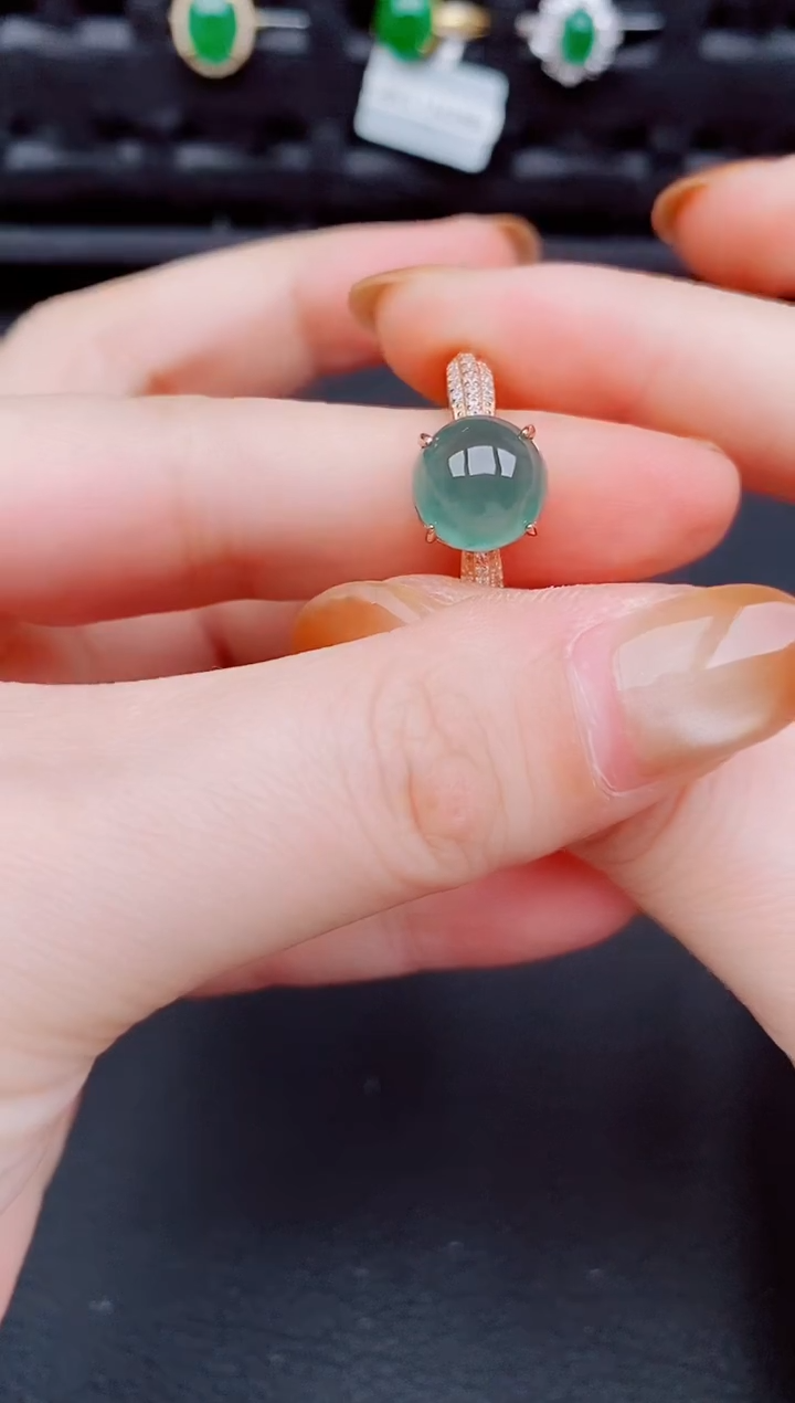 【闪购商品】翡翠戒指银S925镶嵌天然a货翡翠224