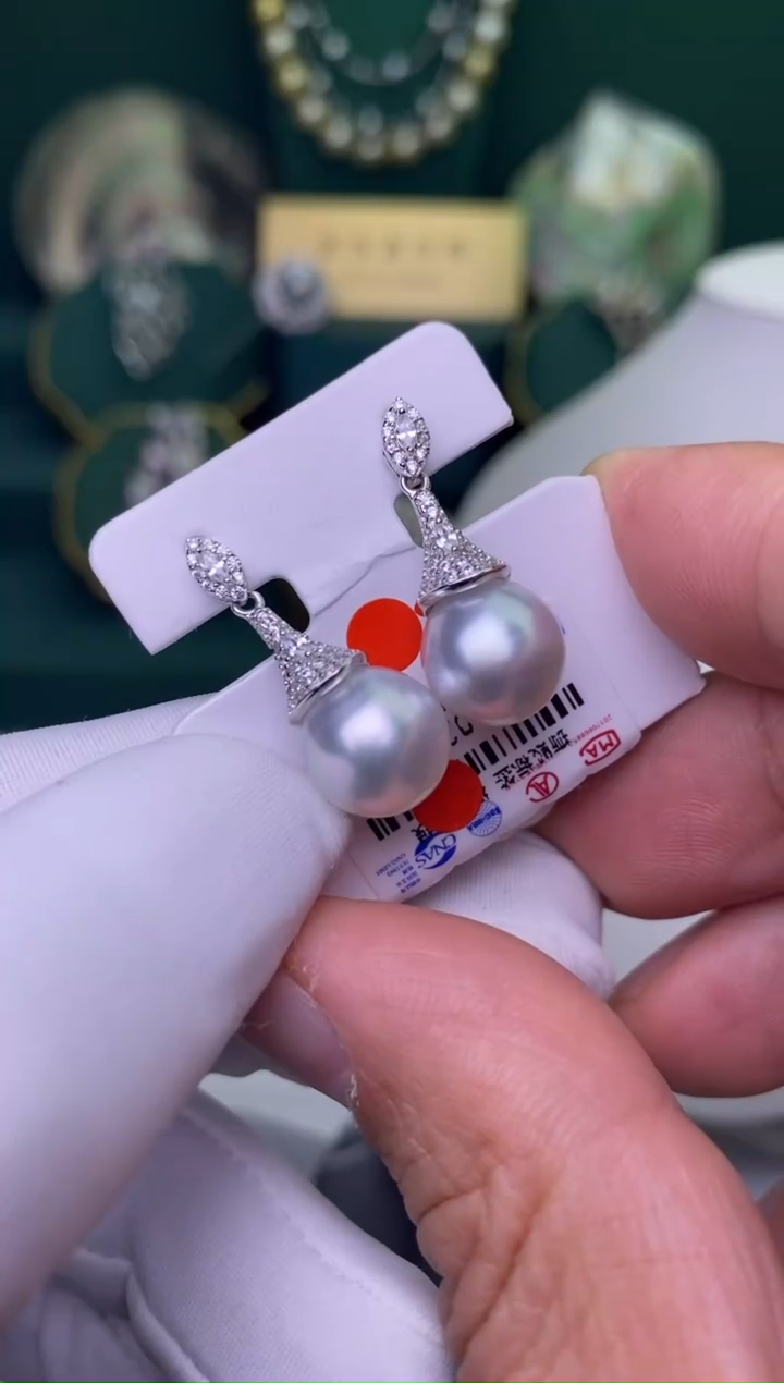 【闪购商品】海水珍珠耳饰银S925镶嵌10-11