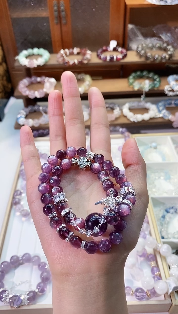 【闪购商品】水晶手串未镶嵌紫锂双圈