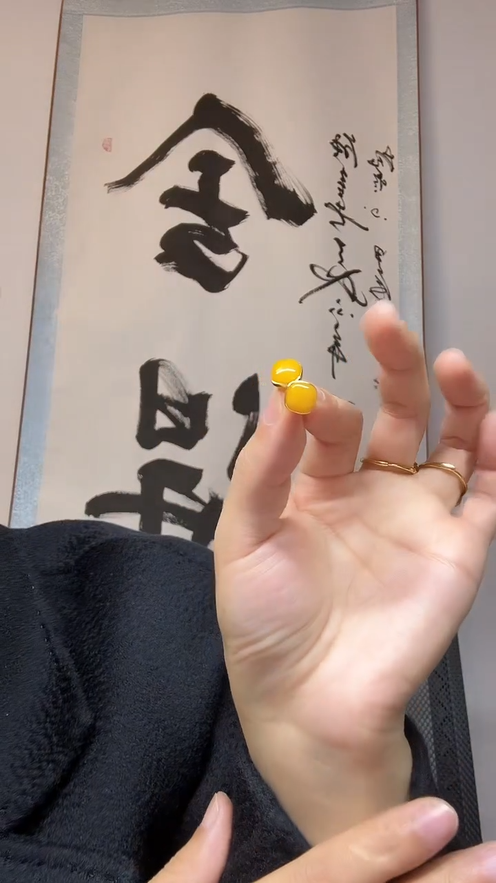 蜜蜡银S925镶嵌耳钉耳钉