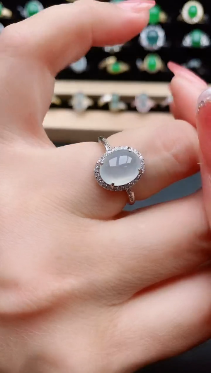 【闪购商品】翡翠戒指银S925镶嵌8000