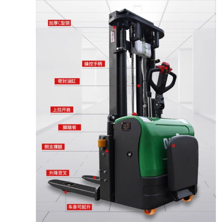 电动堆高车双起升2吨堆垛车液压升降装卸搬运托盘全自动站驾叉车