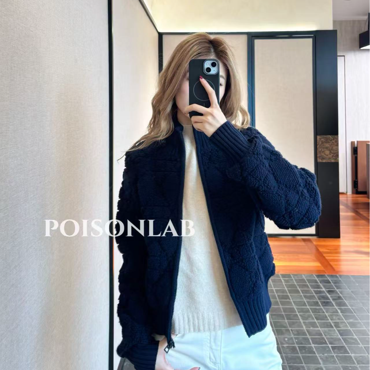 未使用 DIOR/迪奥 25秋冬新色藤格纹羊绒拉链毛衣｜杭州实体买手店