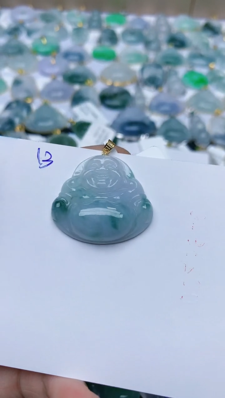 【闪购商品】翡翠颈饰18K金镶嵌天然翡翠A货    13