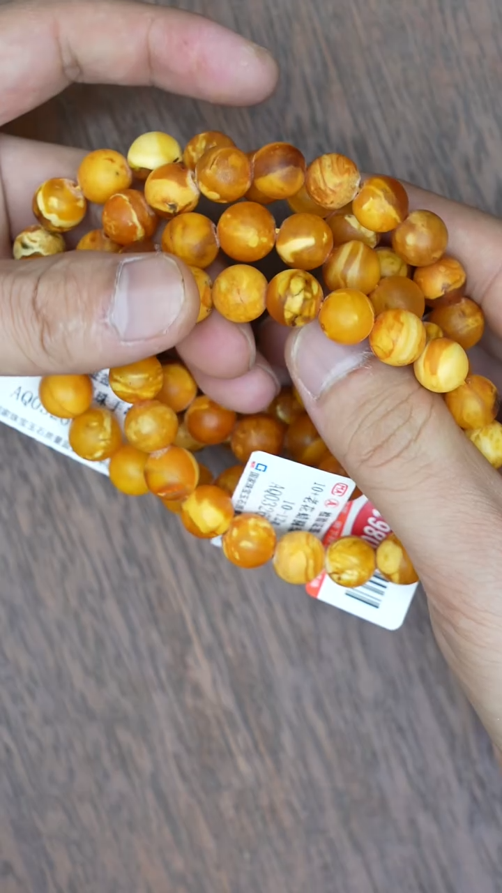 【闪购商品】琥珀裸石未镶嵌老花蜡橘皮手串微瑕多样性发其一