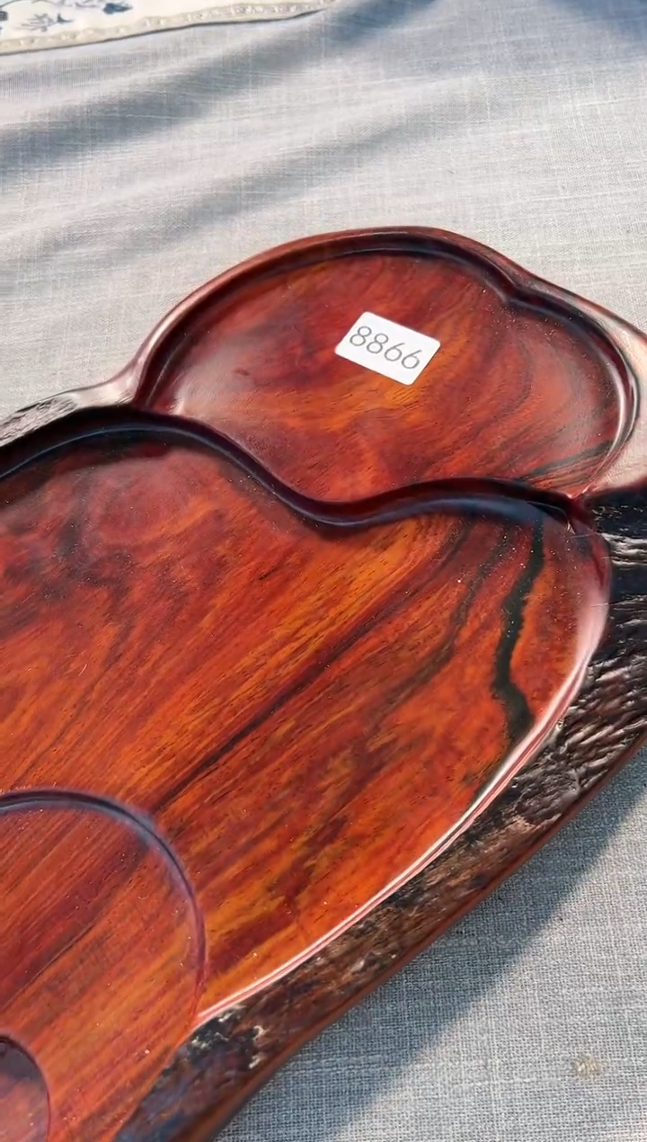 【闪购商品】交趾黄檀（大红酸枝）茶盘8866