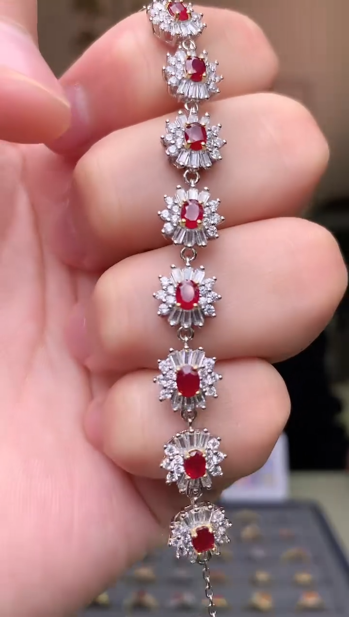 【闪购商品】红宝石手链银S925镶嵌手链