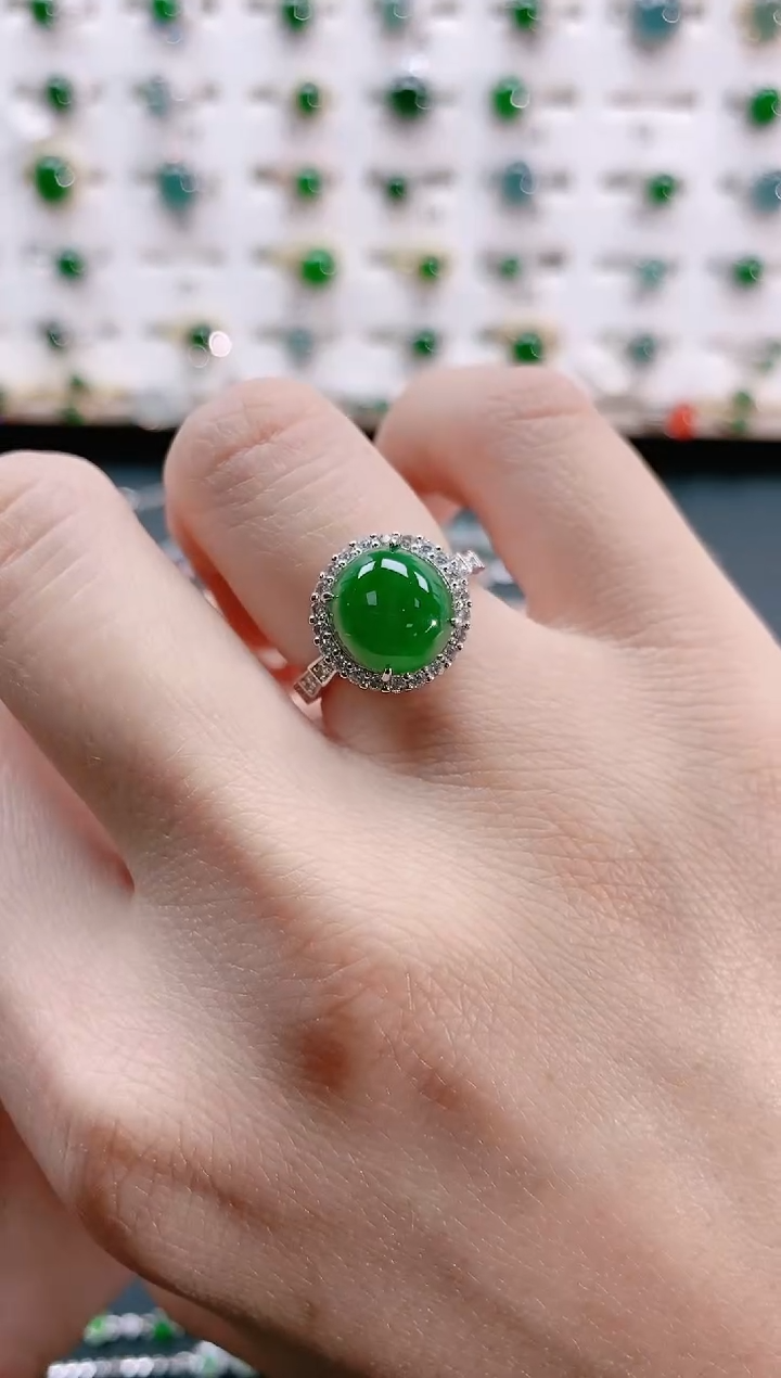 【闪购商品】翡翠戒指银S925镶嵌天然翡翠