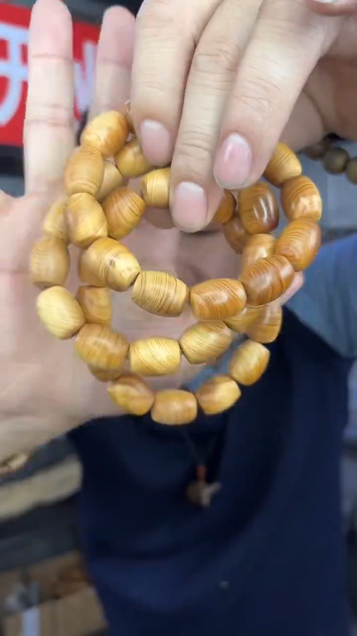 木质太行陈化崕柏15*17桶珠单圈崕柏手串