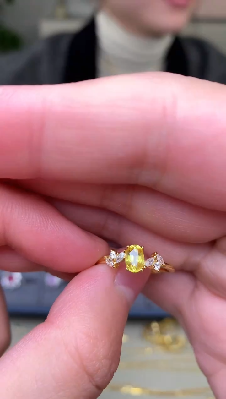 戒指蓝宝石银S925镶嵌戒指